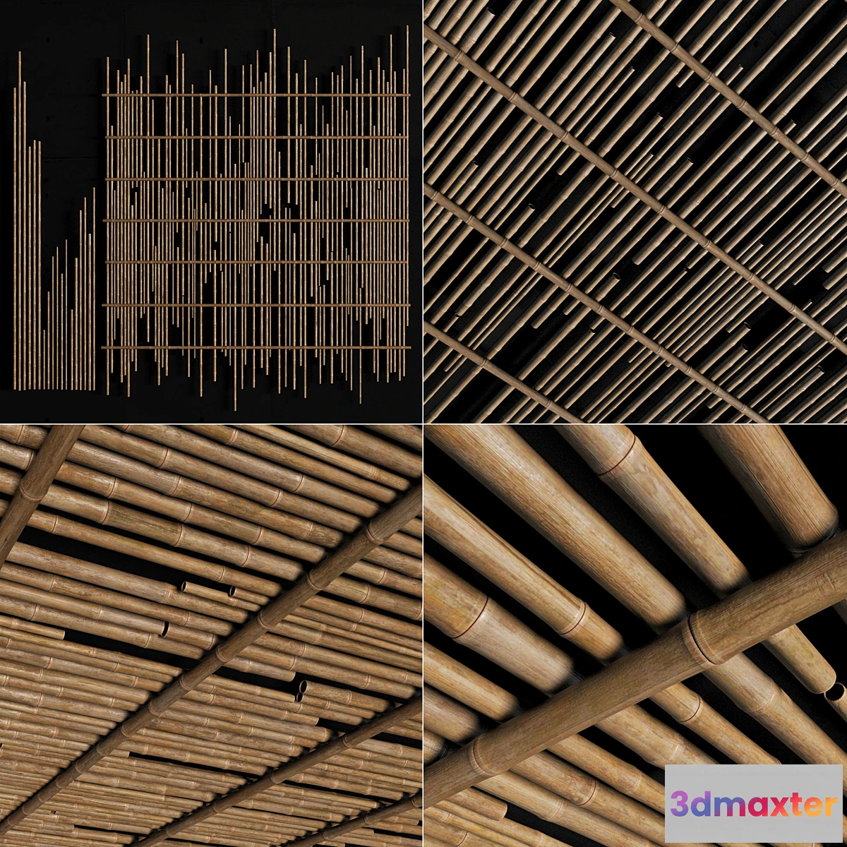 1309000 - Ceiling bamboo cage random decor n1 _ Bamboo ceiling random cage 3D Max