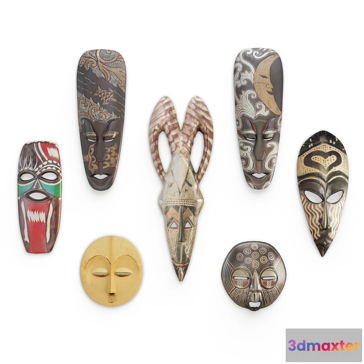 1317858 - Wooden african mask 3D Max
