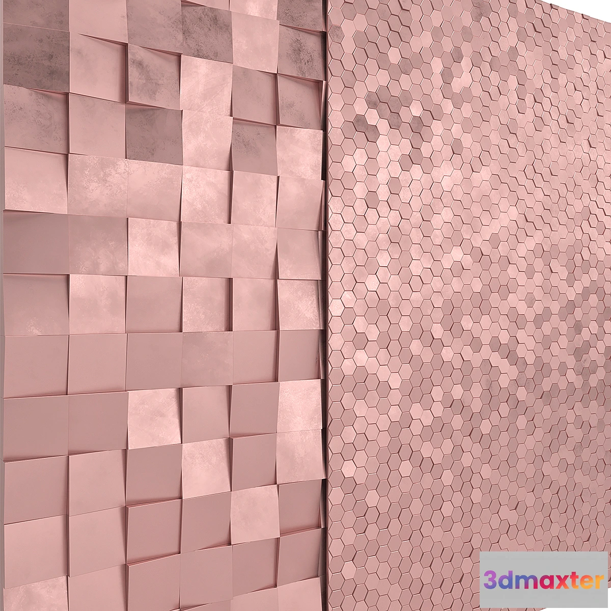 1318629 - Rose Gold Panels Cubes & Hexagons 3D Max