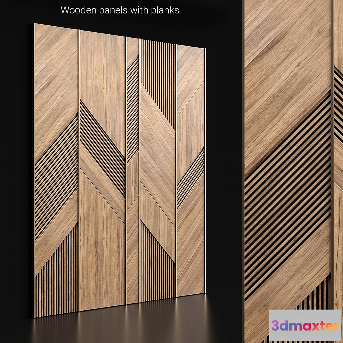 1324584 - Wooden panels with planks 3D Max