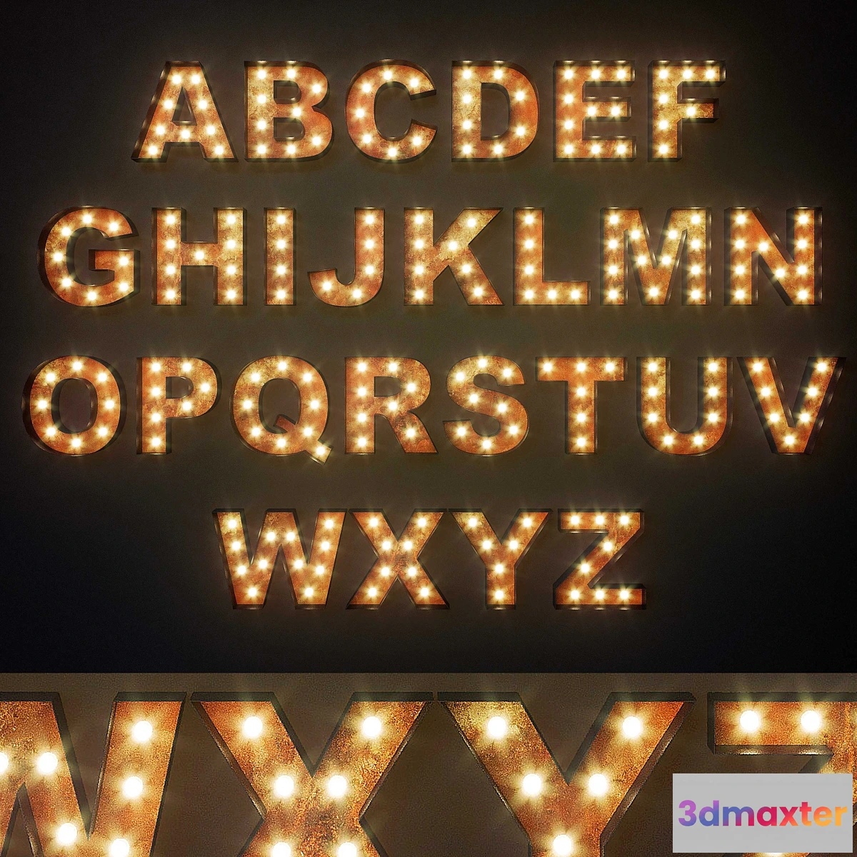 1325025 - Lighted Metal sign. Set 12. Alphabet 3D Max