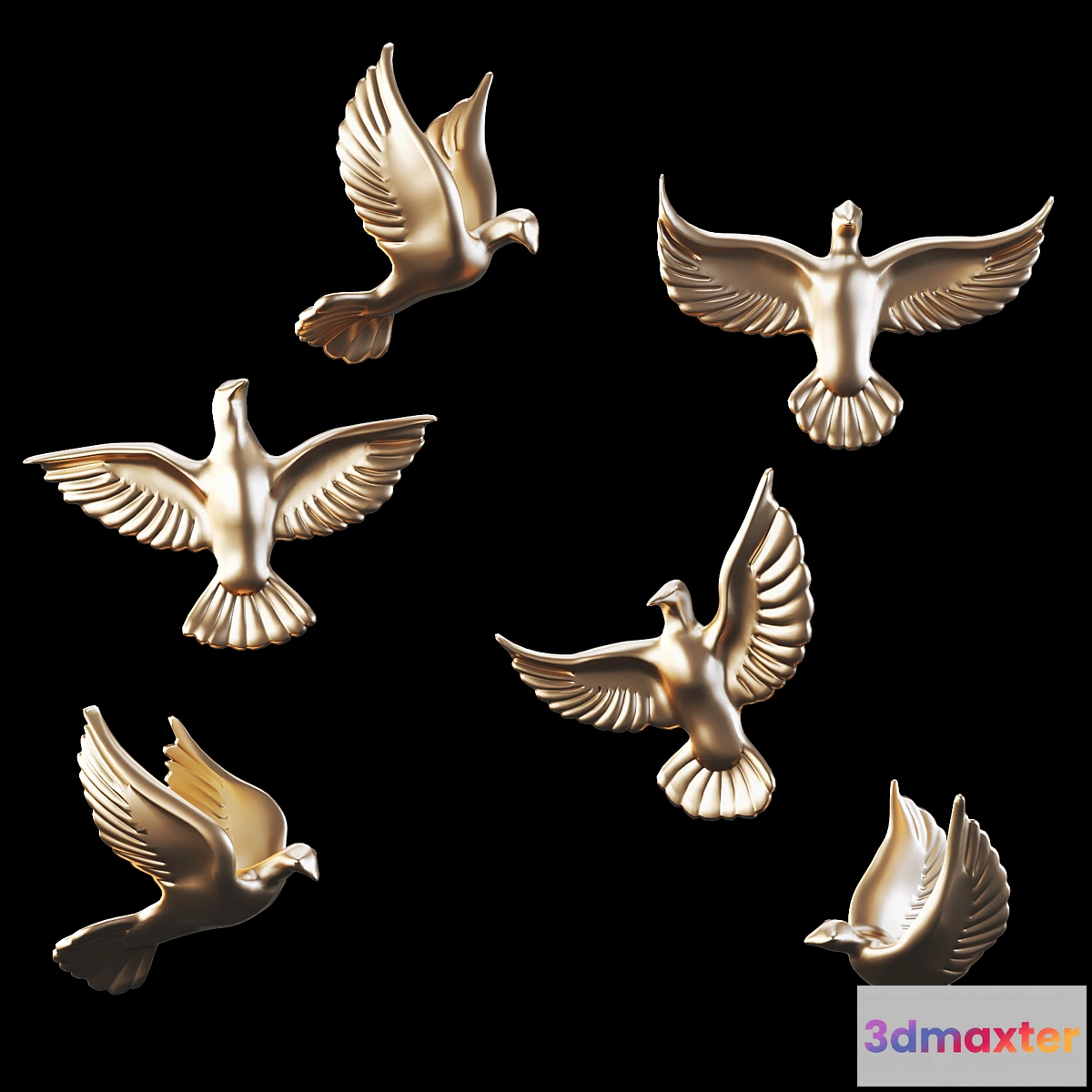 1325572 - Homary 6 Pieces Set Flocking Birds - No.2 3D Max