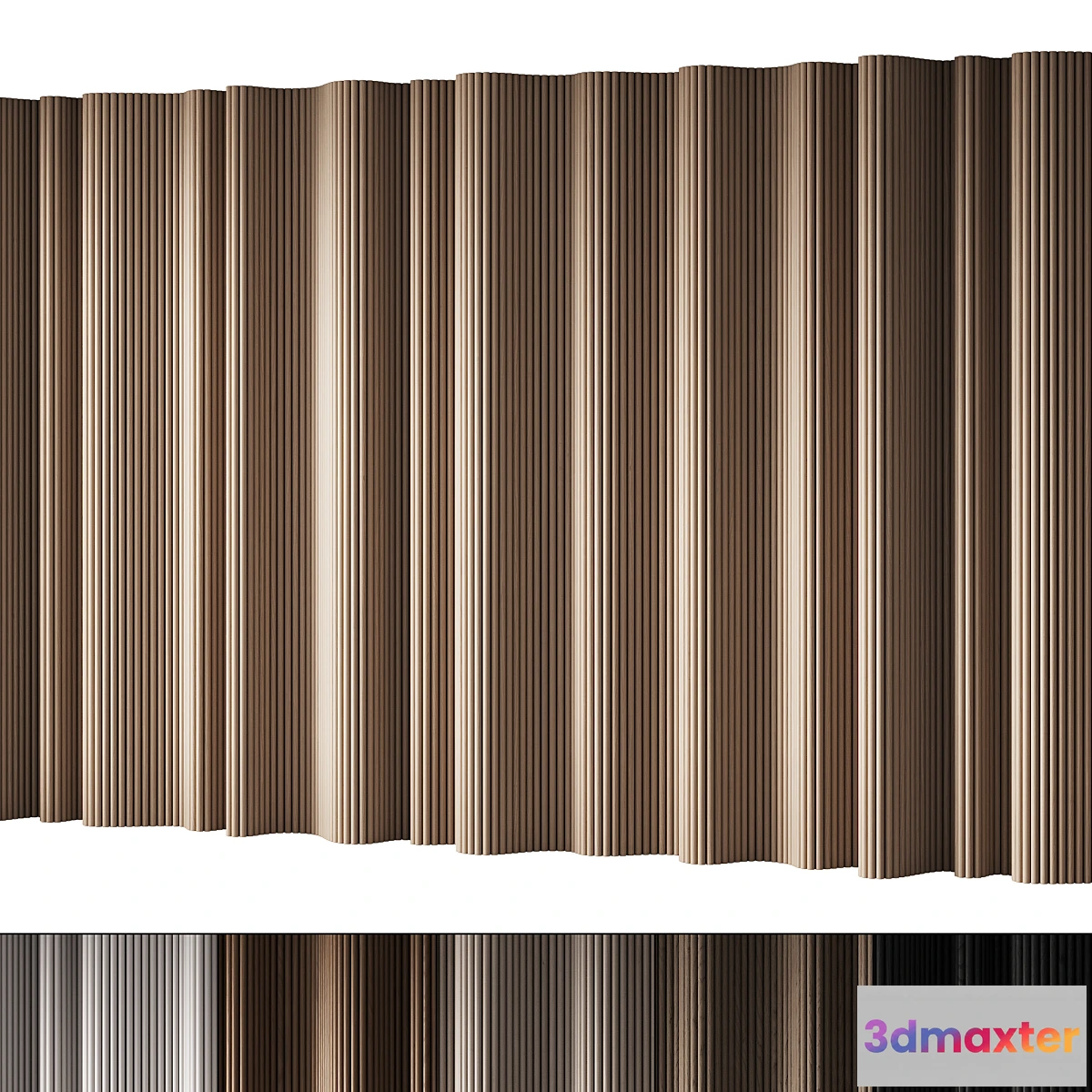 1327391 - 434 wall composition 15 wave fluted wood Reeded Panels 02 3D Max