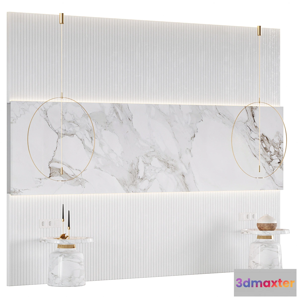 1332454 - Wall panel with bedside tables 3D Max