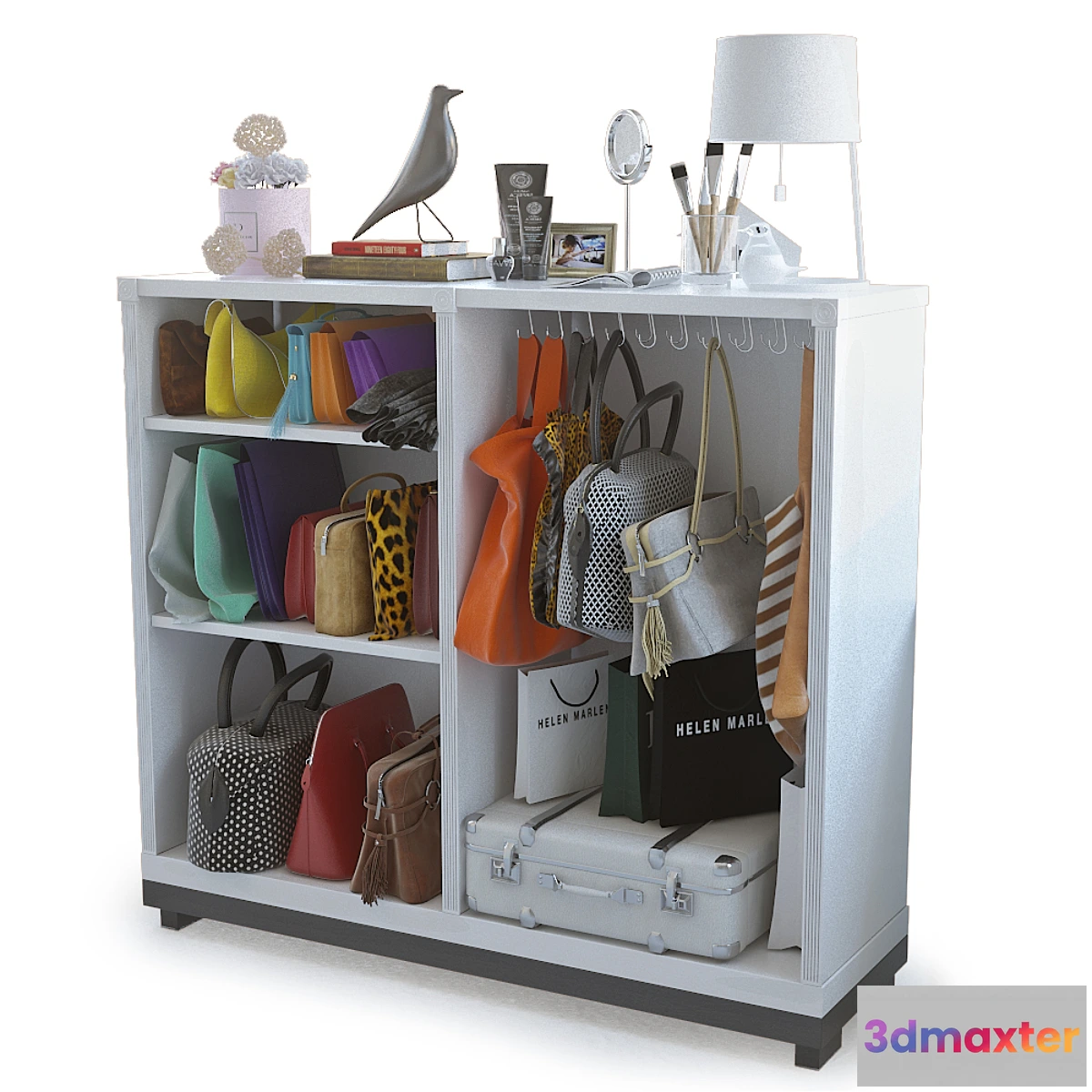 1336020 - Cupboard with bags and decor 3D Max