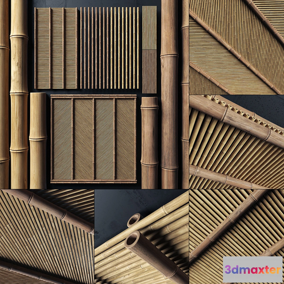 1338028 - Ceiling bamboo angle n1 _ Corner bamboo ceiling 3D Max