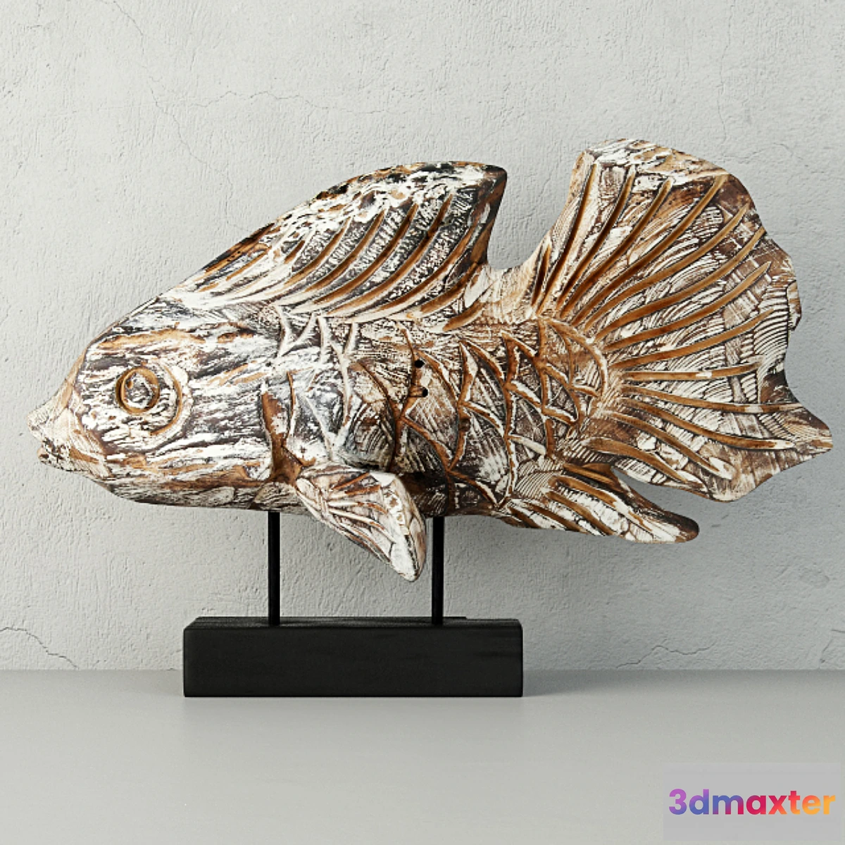1340136 - Hand-Carved Driftwood Fish On Stand 3D Max