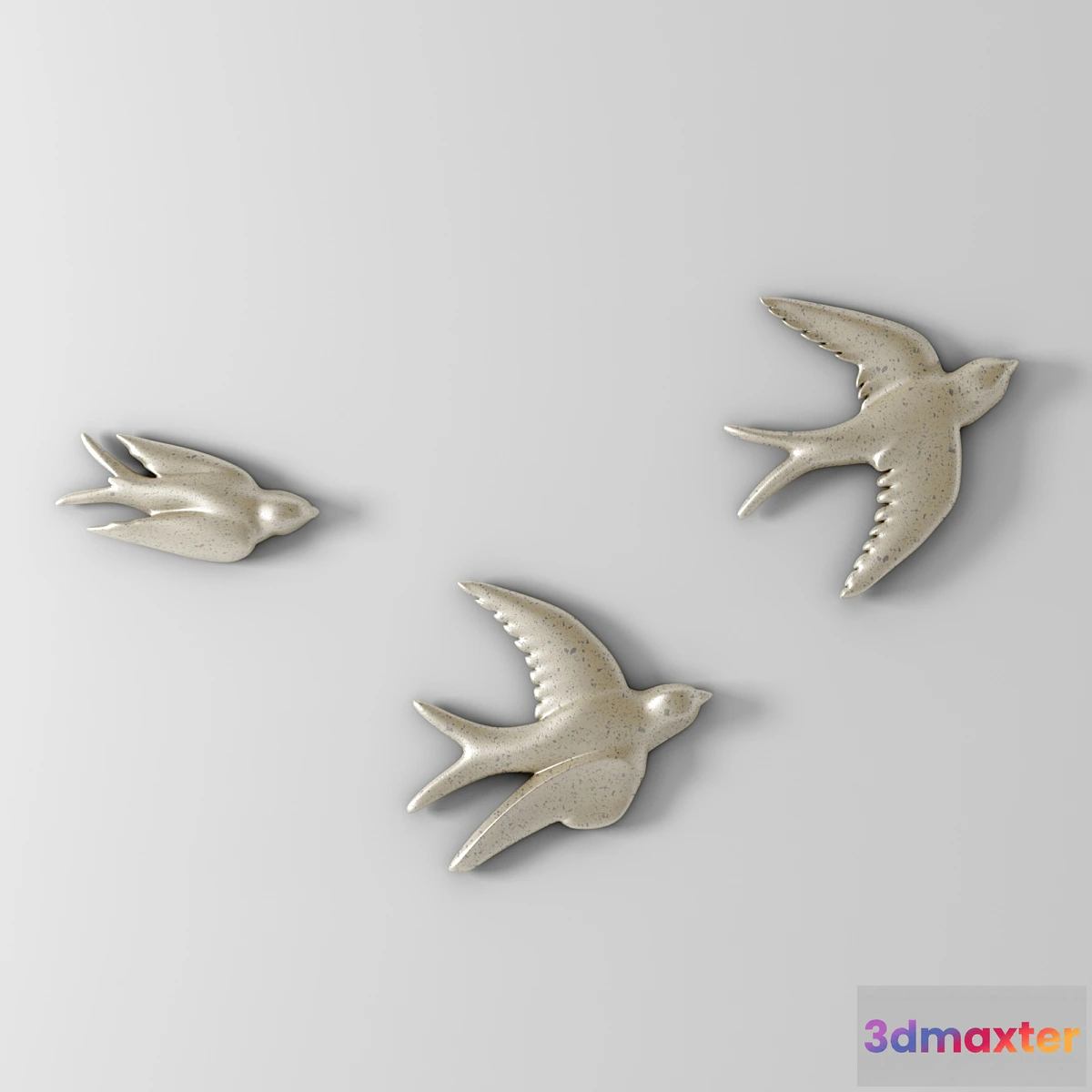 1340945 - Decor Flying Birds In The Flower Pewter 3D Max