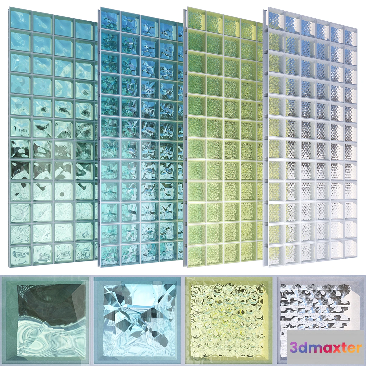 1347788 - Glass block set 01 3D Max