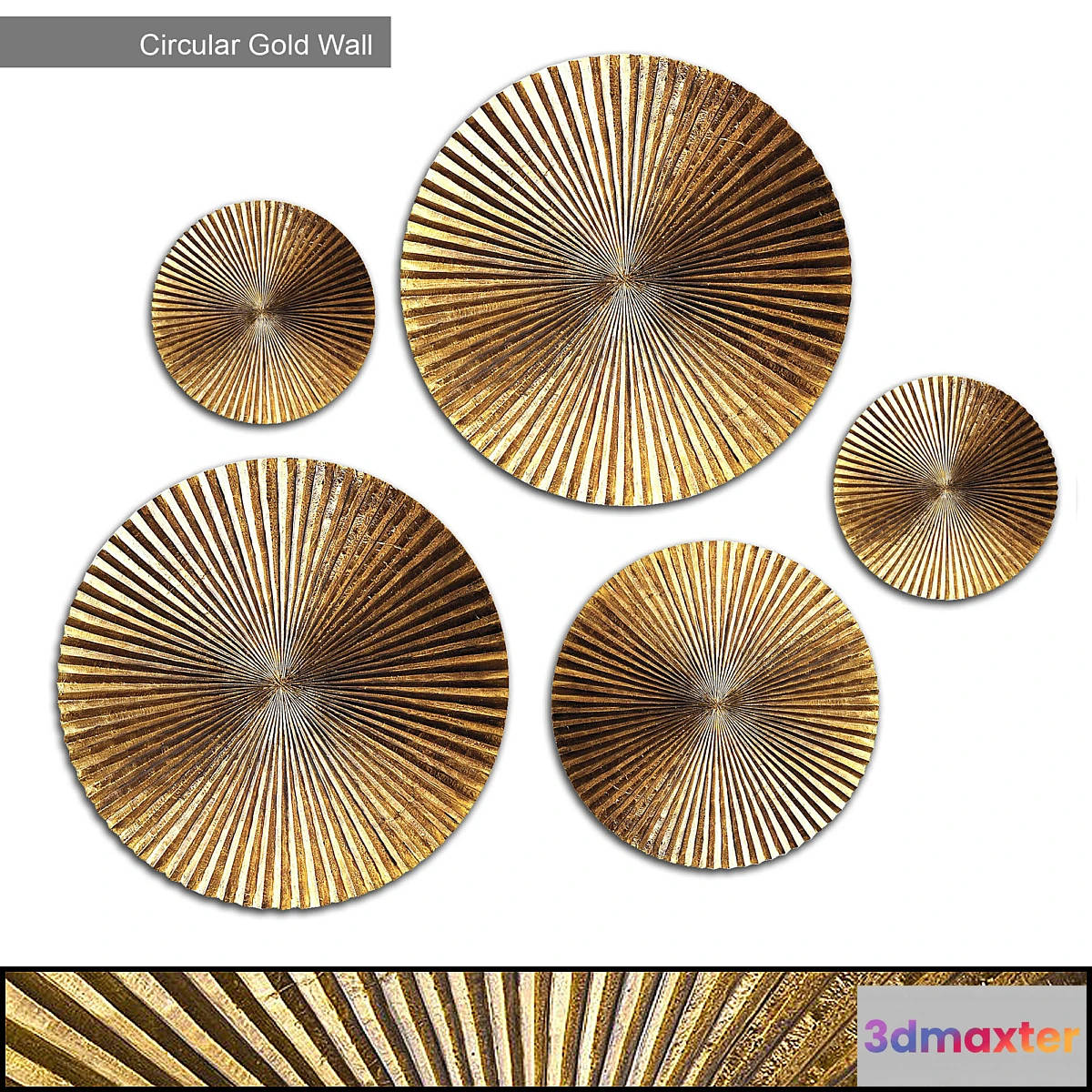 1350367 - Apollo Medium Plaque - Circular Gold Wall Decor 3D Max