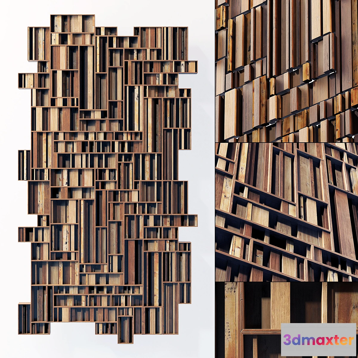 1350537 - Rectangle wood panel rail n2 _ Wooden rectangular panel from rails # 2 3D Max