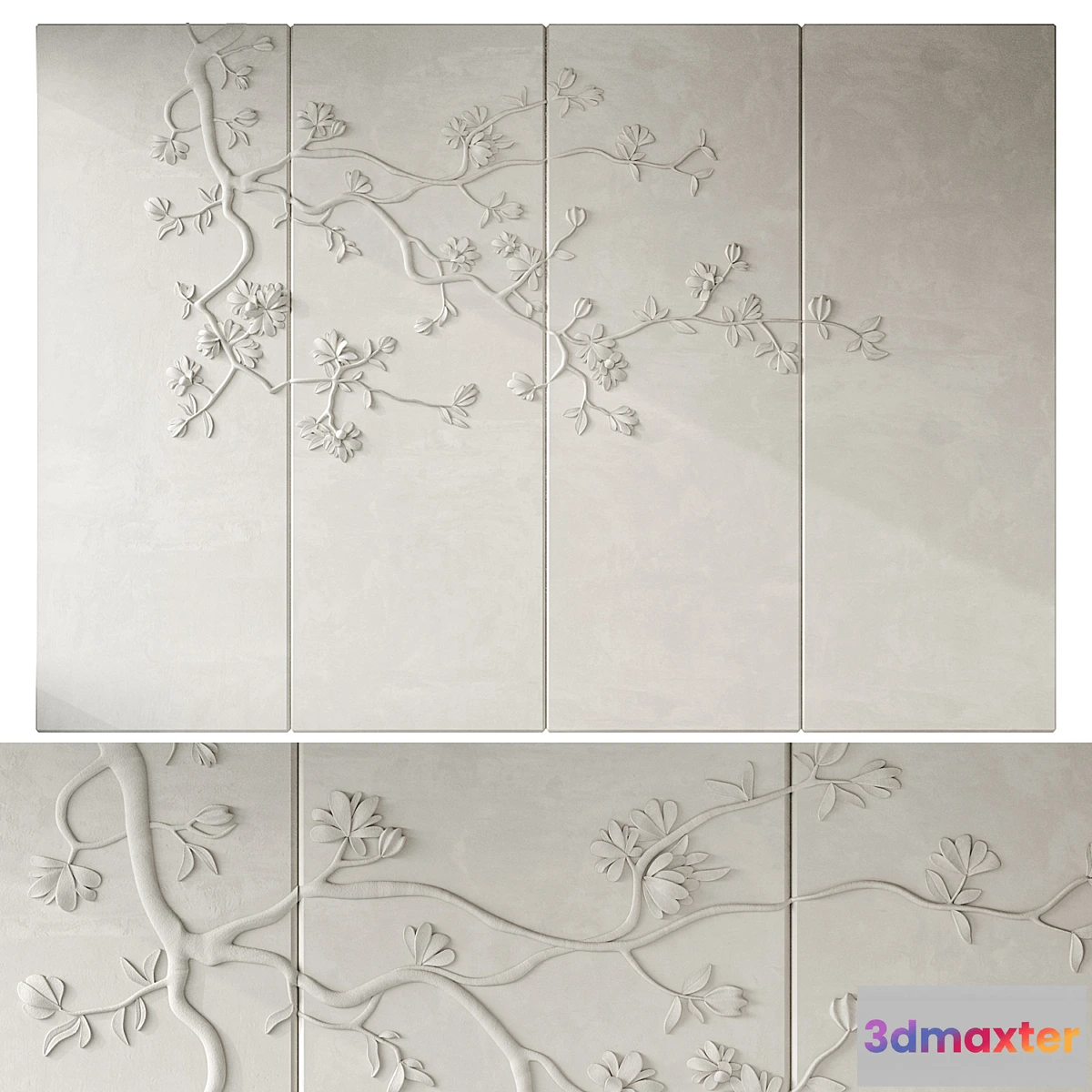 1354934 - Japandi Floral Wall Panels - No.2 3D Max