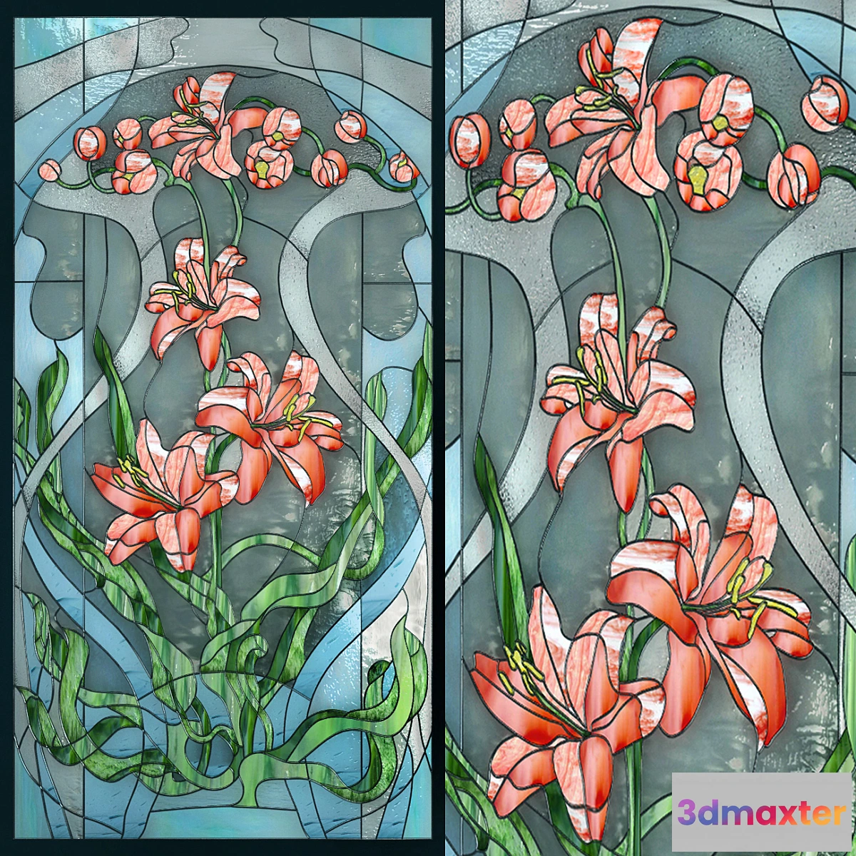 1356057 - Stained-glass window Lilies 3D Max