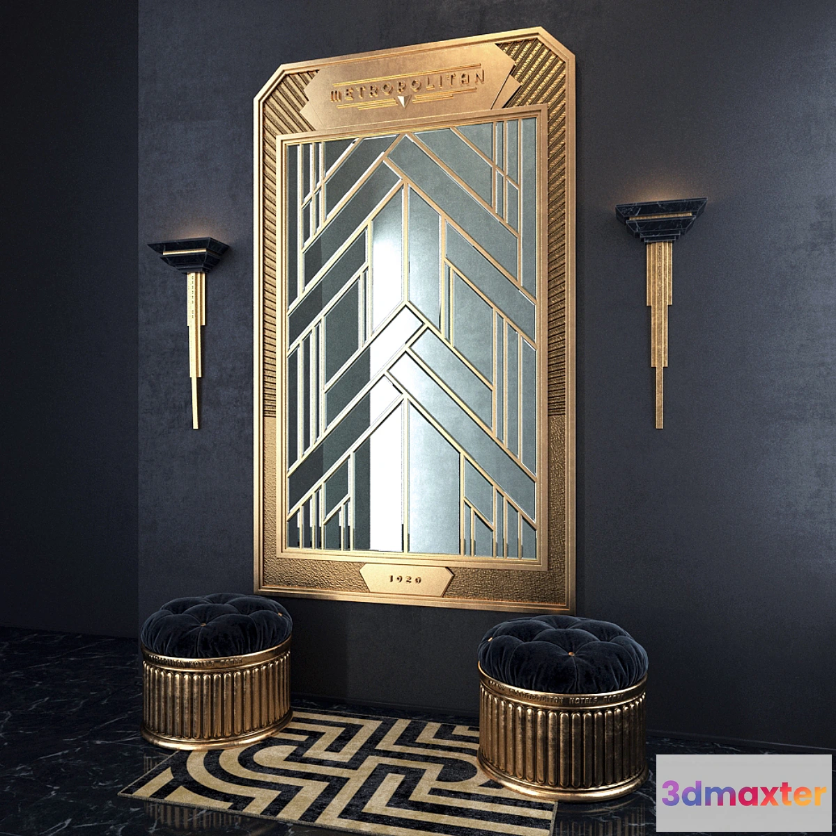 1357351 - Art Deco composition with a mirror 3D Max