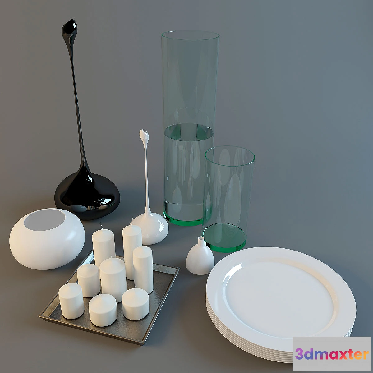 1391922 - Vases plates candles 3D Max