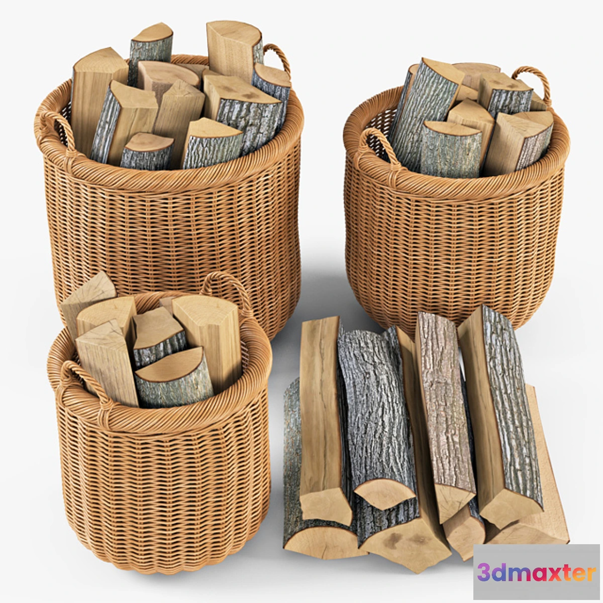 1393036 - Basket with firewood 007 _ Natural color 3D Max