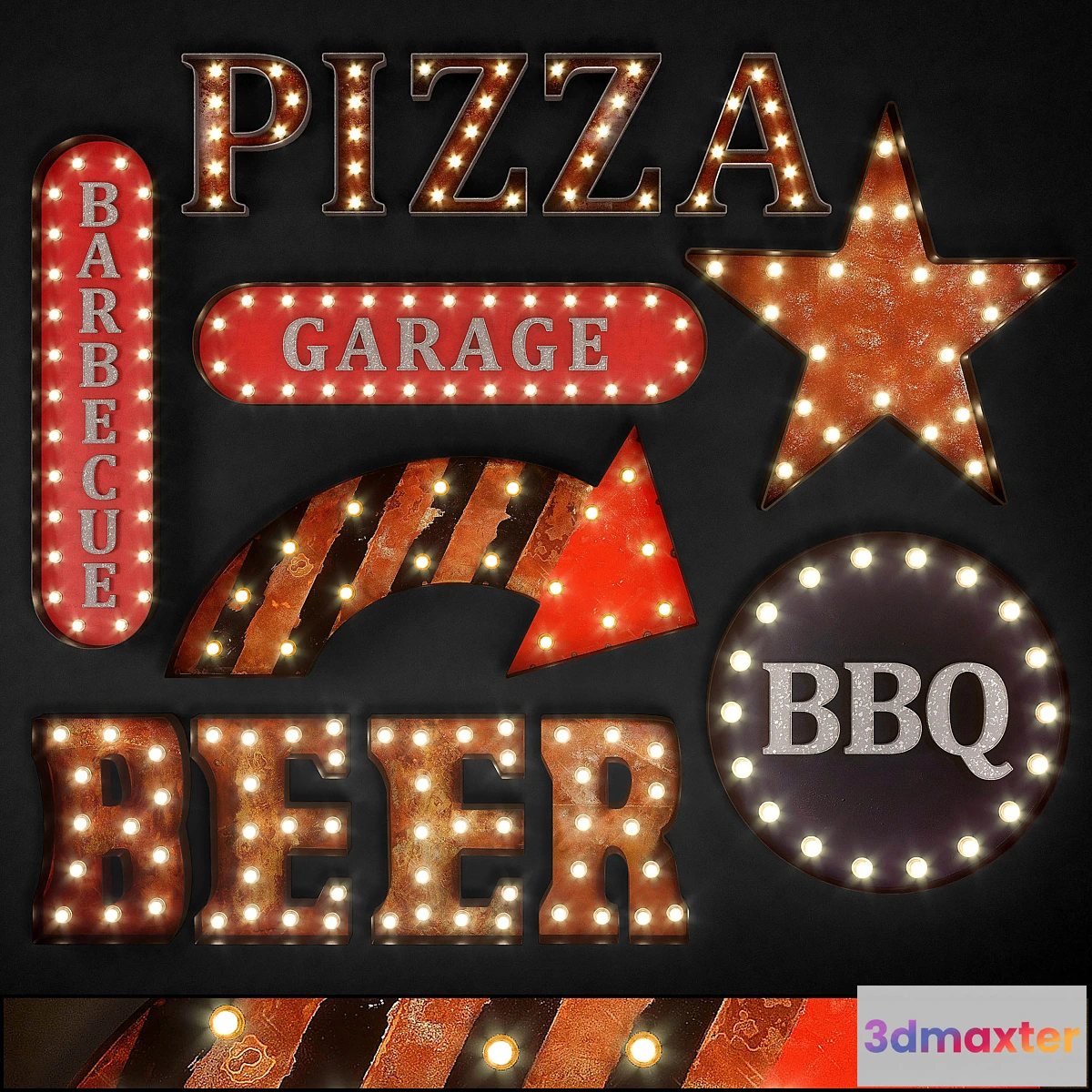 1397906 - Lighted Metal sign. Set 20 3D Max