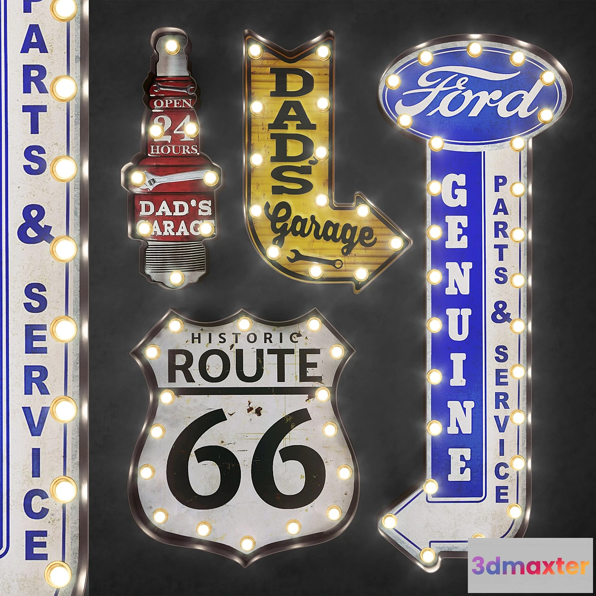 1398094 - Lighted Metal sign Set 36 3D Max