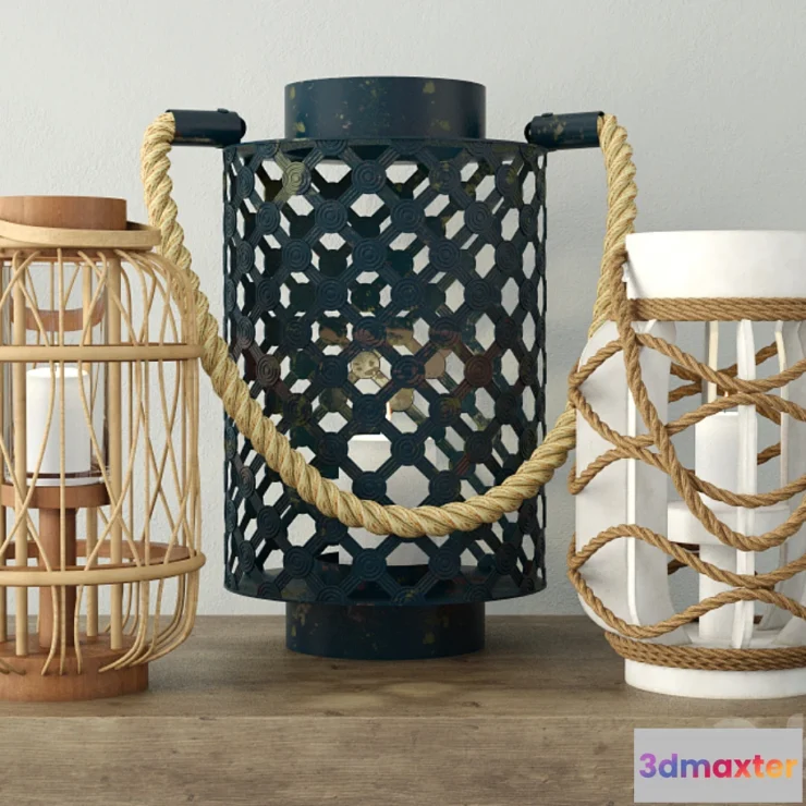 1398798 - Rope & Rattan Lanterns 3D Max