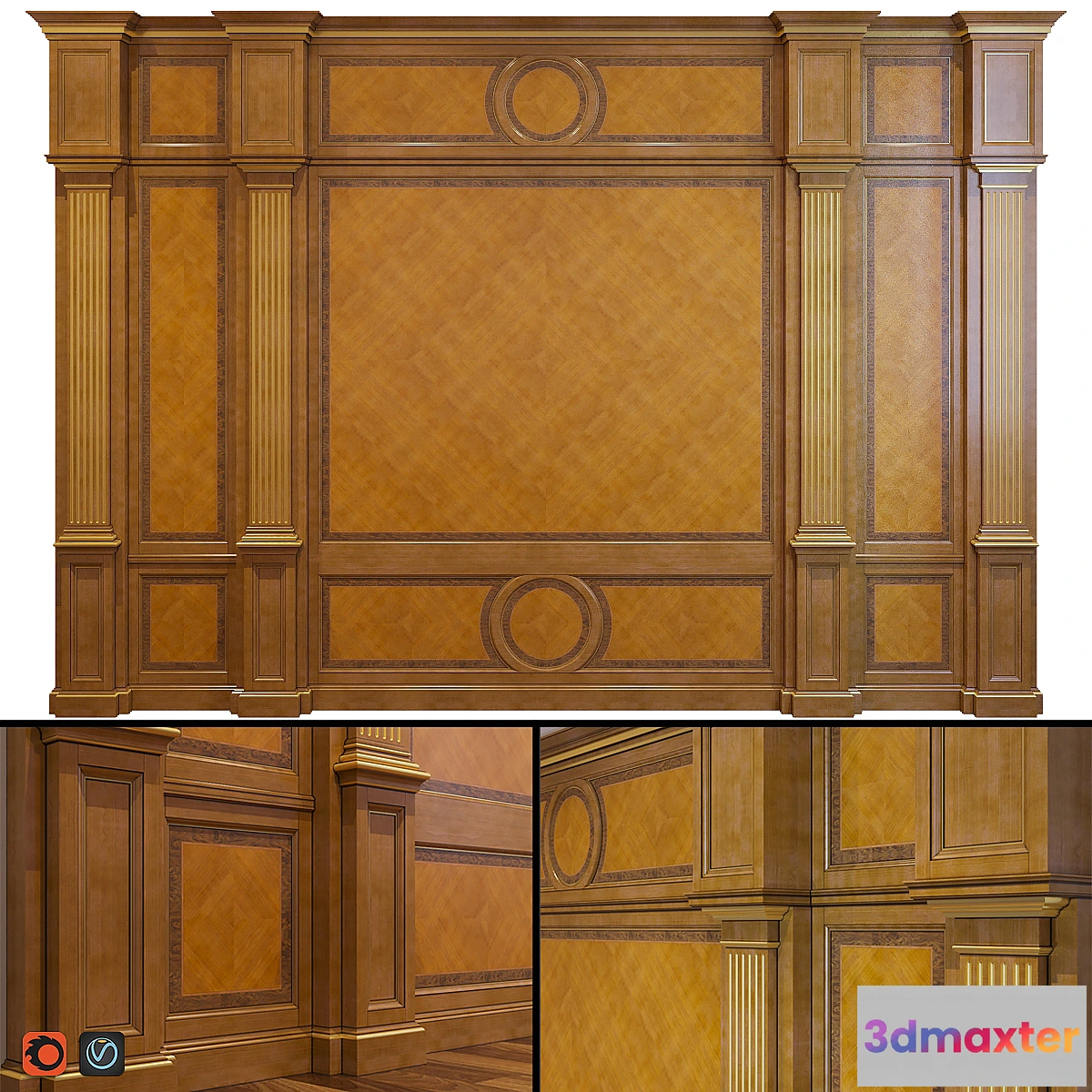 1398814 - Wooden classical wall panel 3D Max