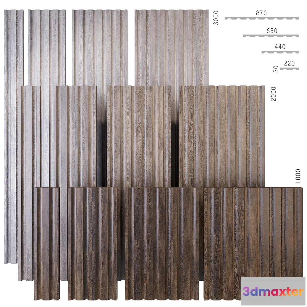 1399260 - Corrugated wood panels WD5 3D Max