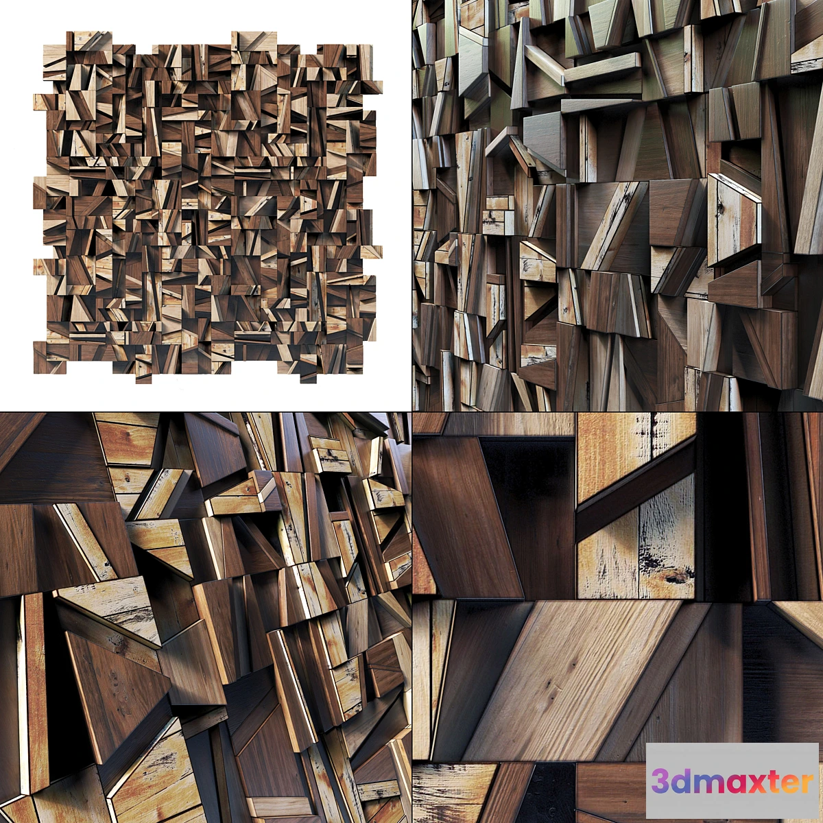 1399566 - Rectangle wood panel rail n1 _ Panel from wooden rectangular strips No. 1 3D Max