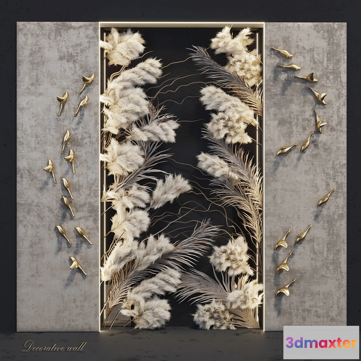1400114 - Decorative panel_Birds Gold 3 3D Max