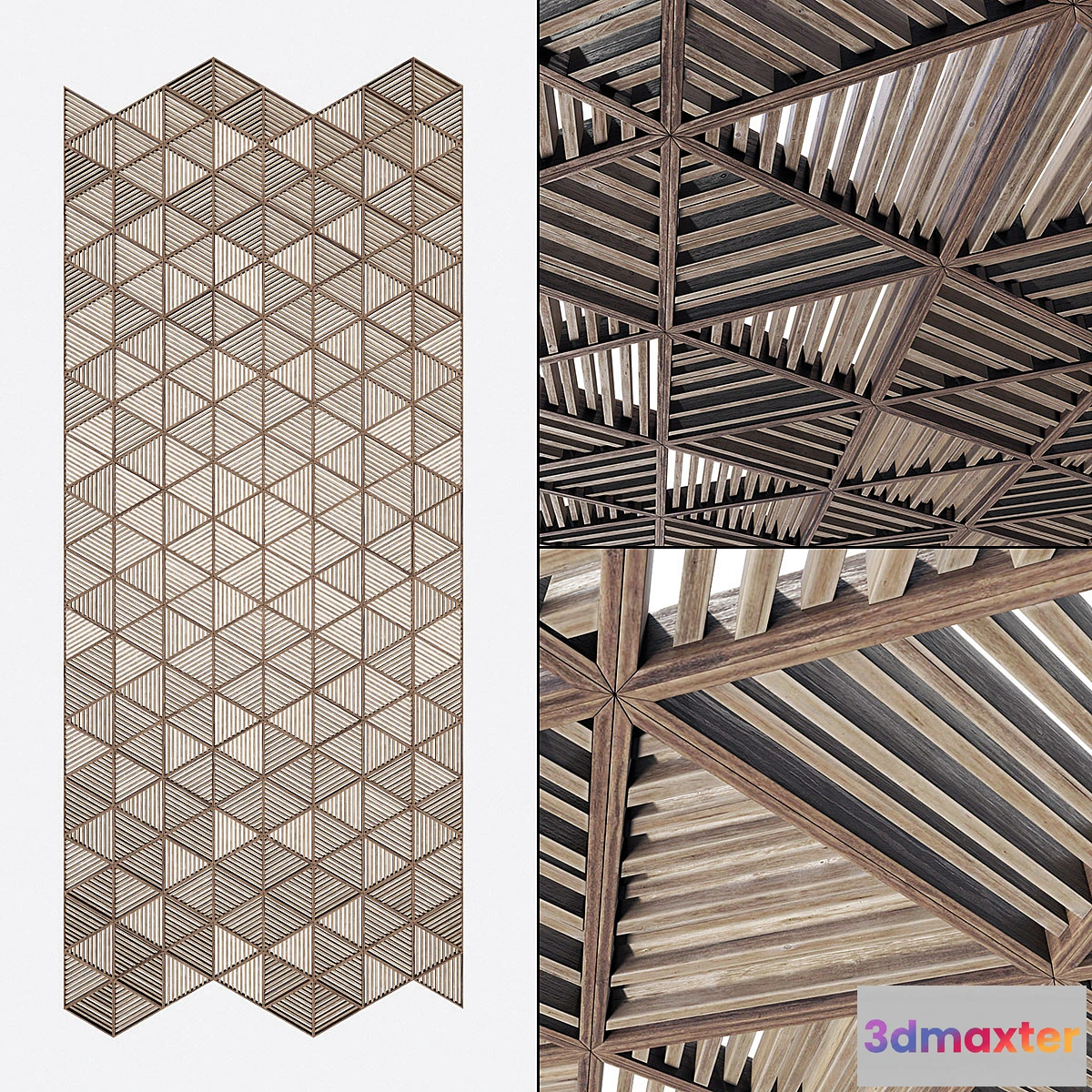 1401340 - Ceiling parametric Triangle rail n2 _ Rack ceiling made of parametric triangles No. 2 3D Max