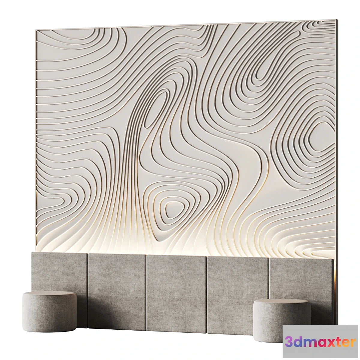 1402874 - Decorative wall panel for a bedroom with a soft pattern 3D Max