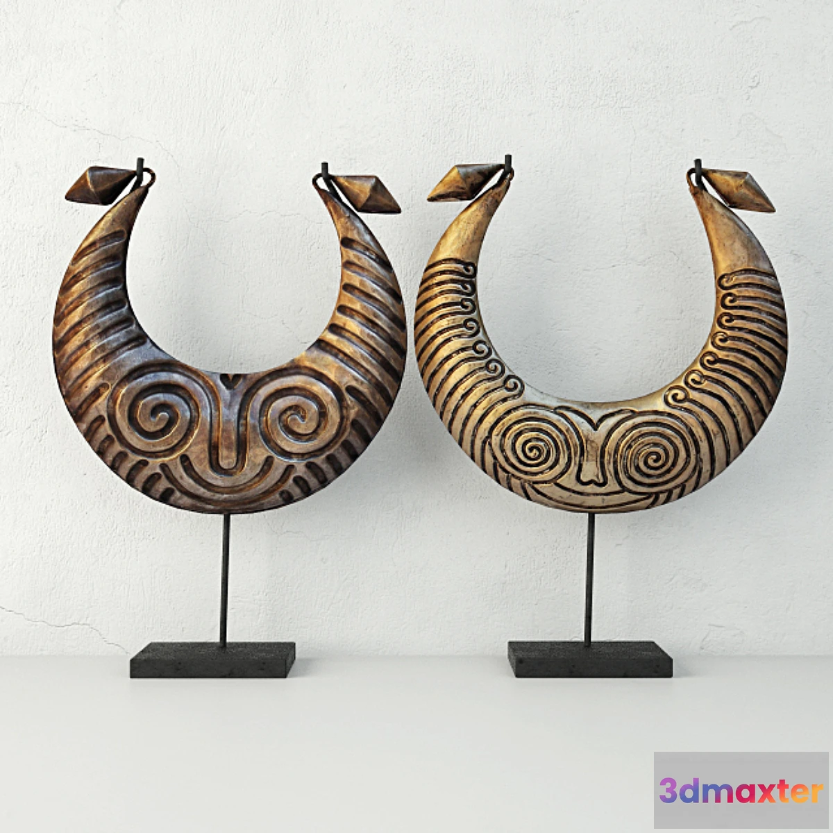 1405912 - Tribal Metal Necklaces on Stand 3D Max