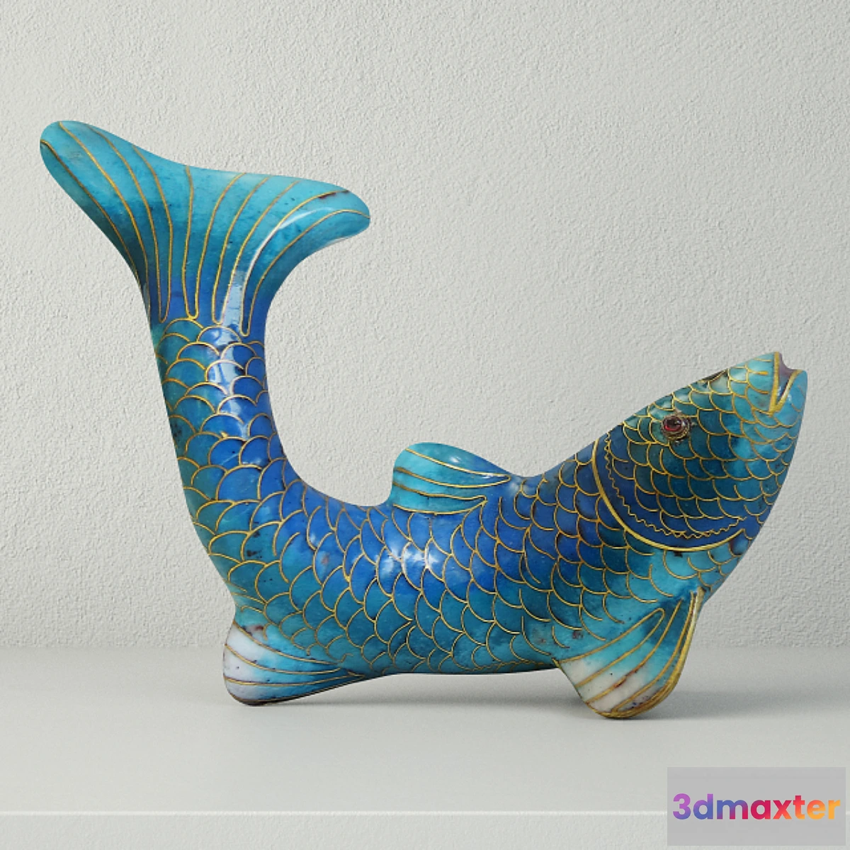 1405946 - Cloisonne Koi Fish with Garnet Eyes 3D Max