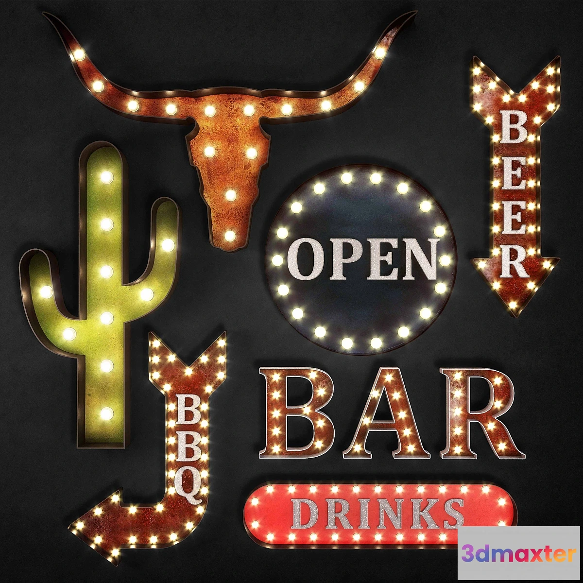 1412620 - Lighted Metal sign. Set 17 3D Max