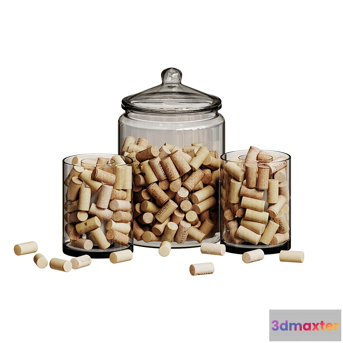 1417562 - A Jar With Wine Corks And A Candle 3D Max
