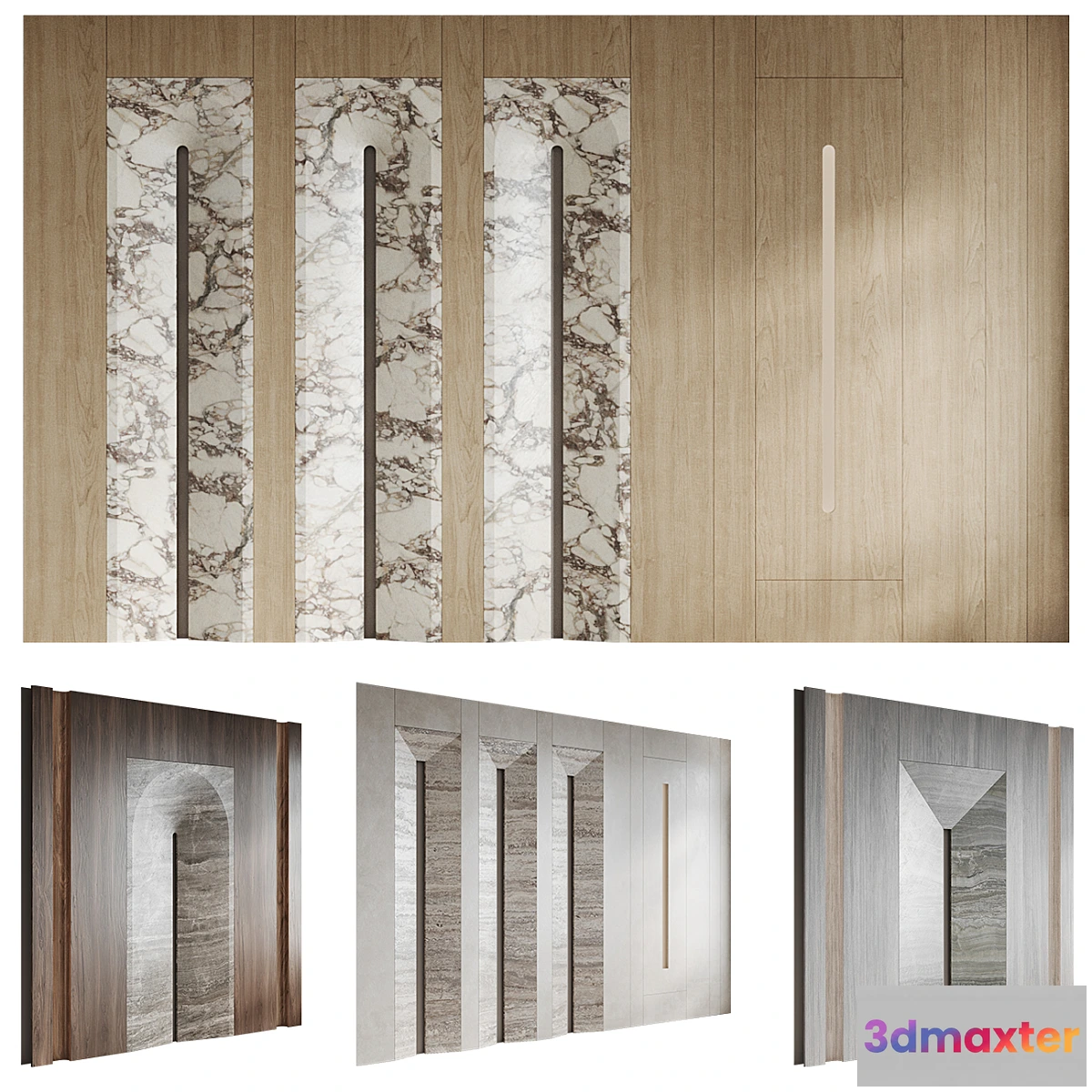 1420648 - Set of Cone wall panels 3D Max