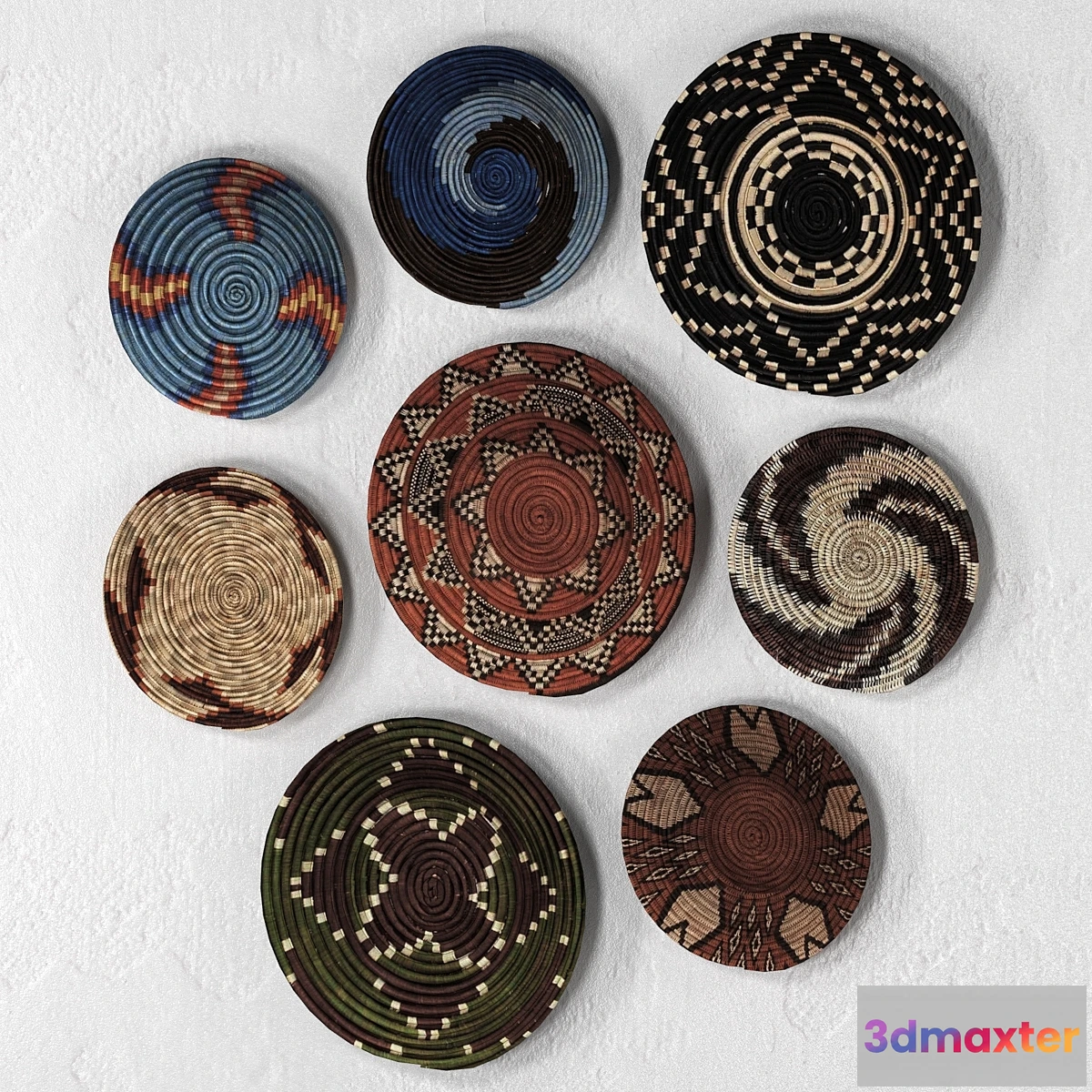1424074 - Wicker African wall baskets 3D Max