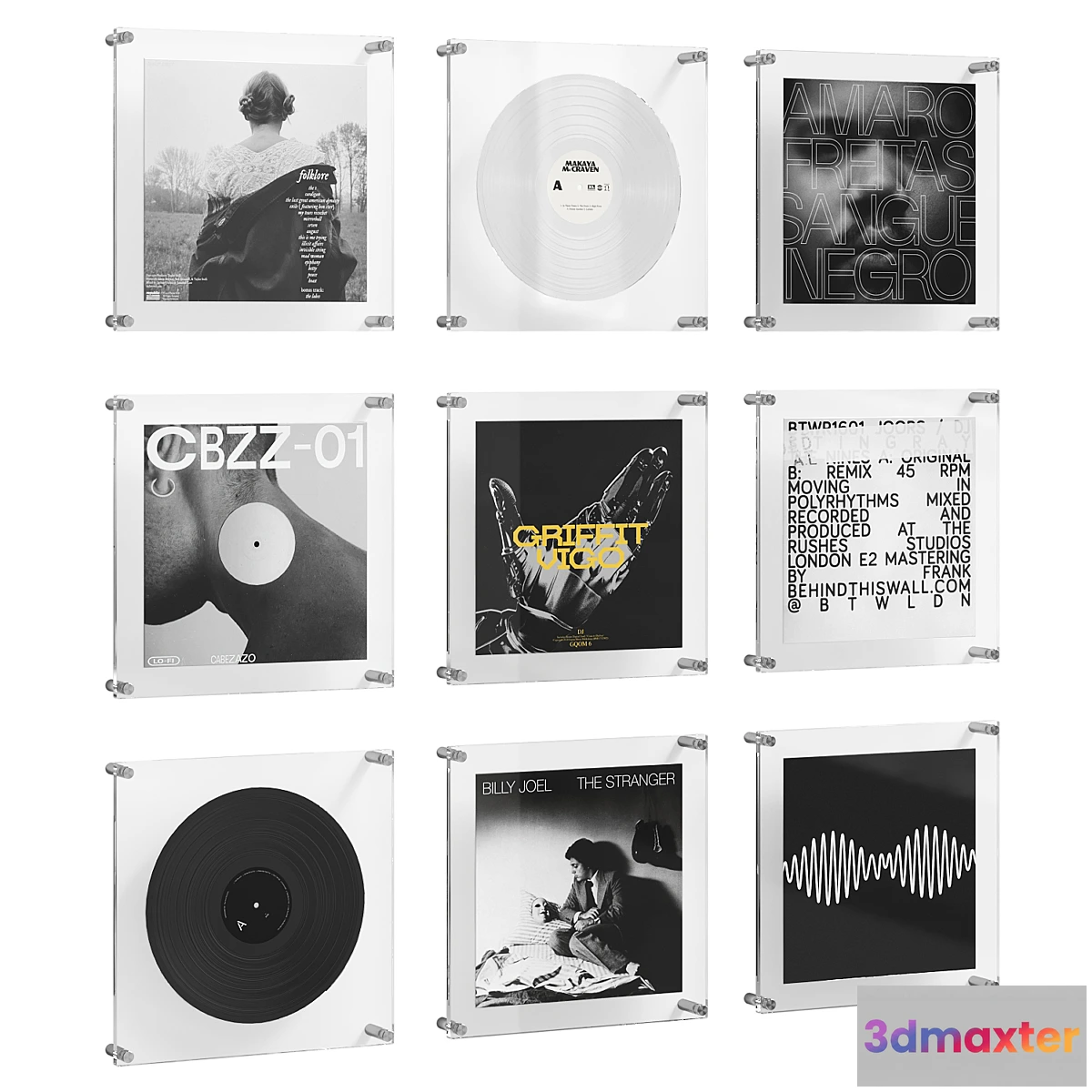 1424228 - Vinyl records in glass frames_Black 3D Max