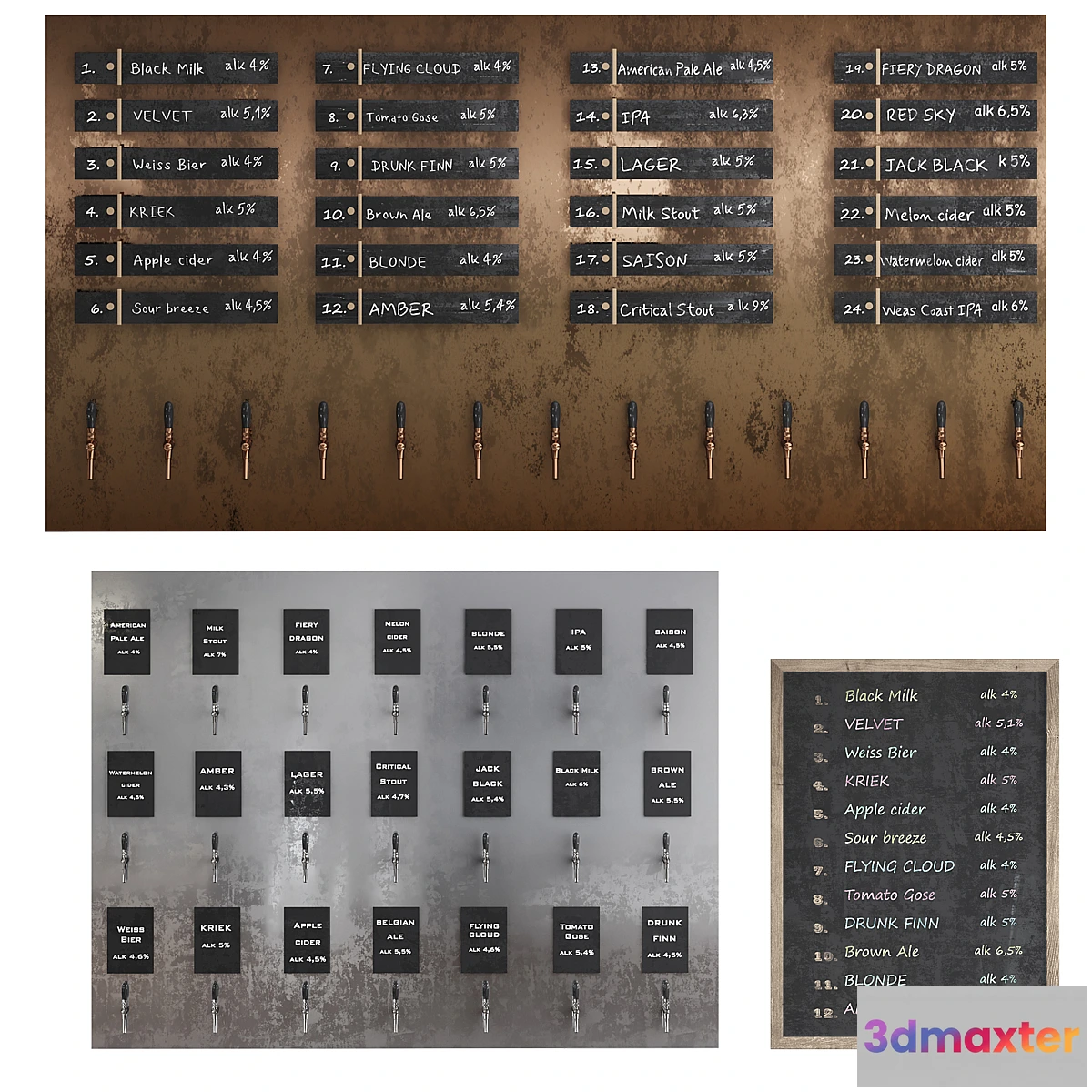 1424314 - Beer menu on taps 3D Max