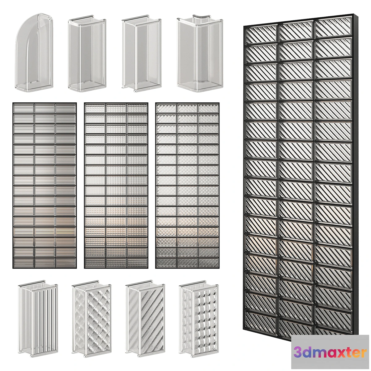 1424428 - Glass Block Wall 04 3D Max