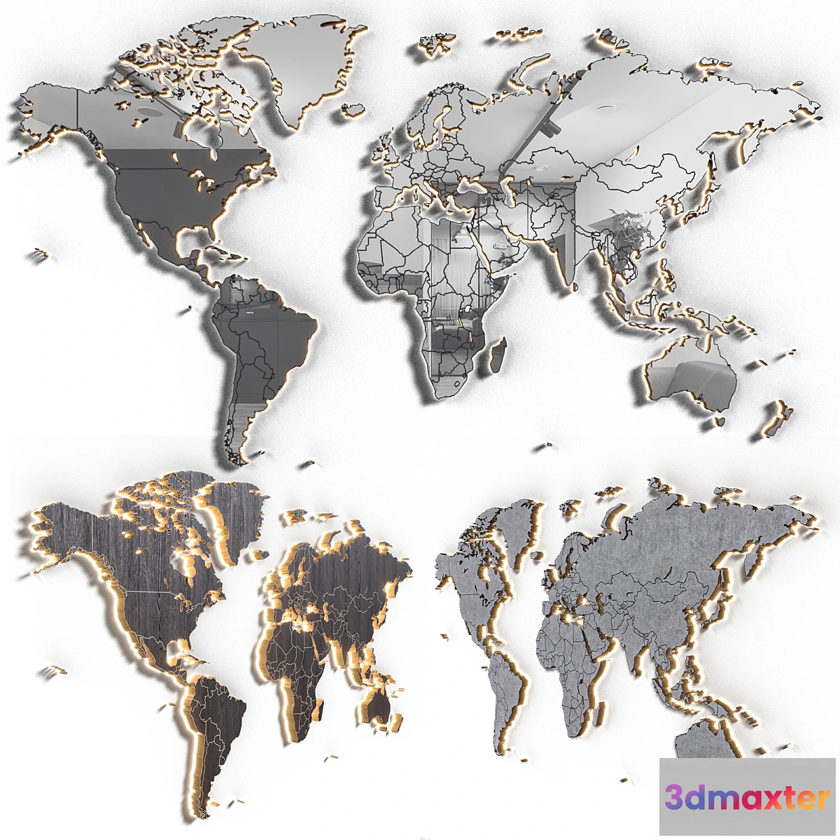 1425360 - World map in 5 materials  16k  PBR 3D Max