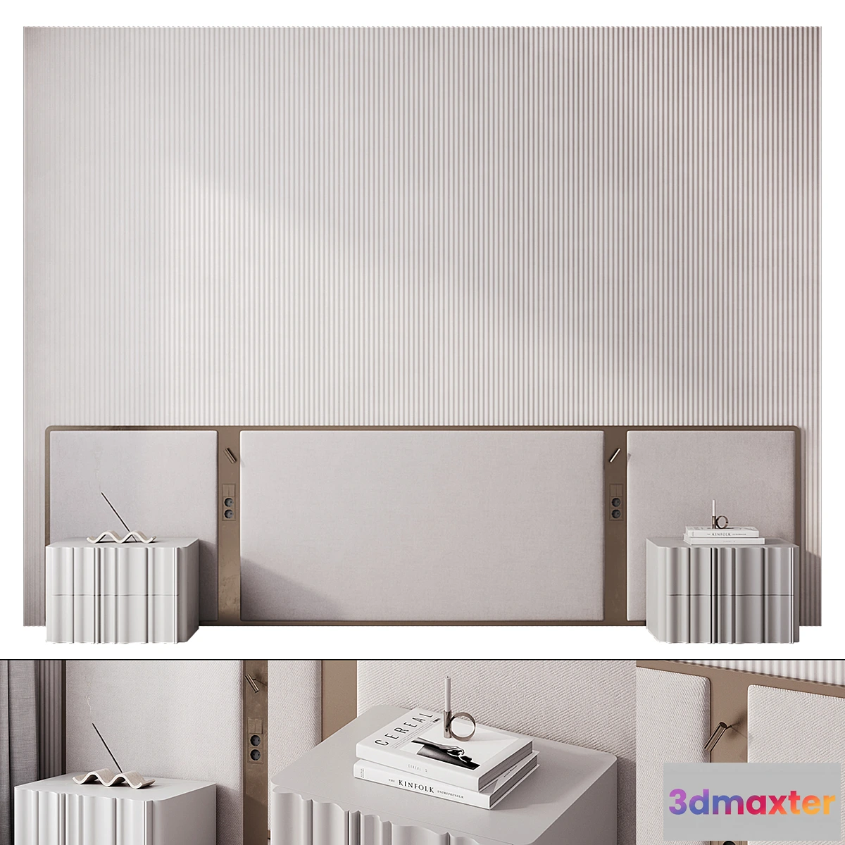 1429086 - Bedroom headboard with bronze 3D Max