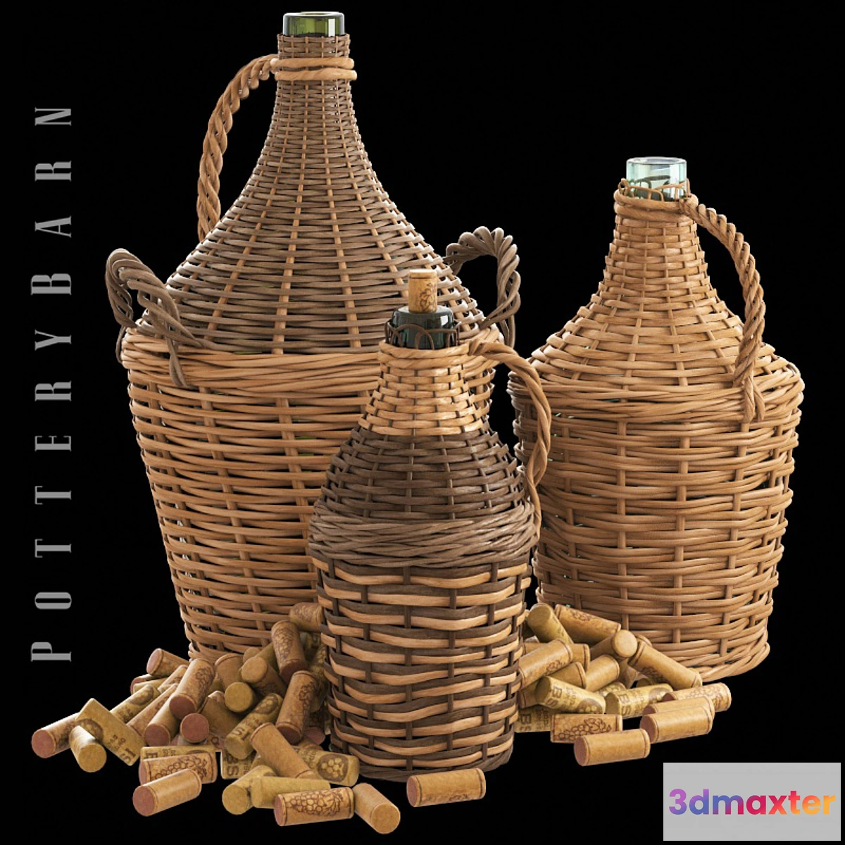 1429322 - Found Woven Wine Bottle Potterybarn 3D Max