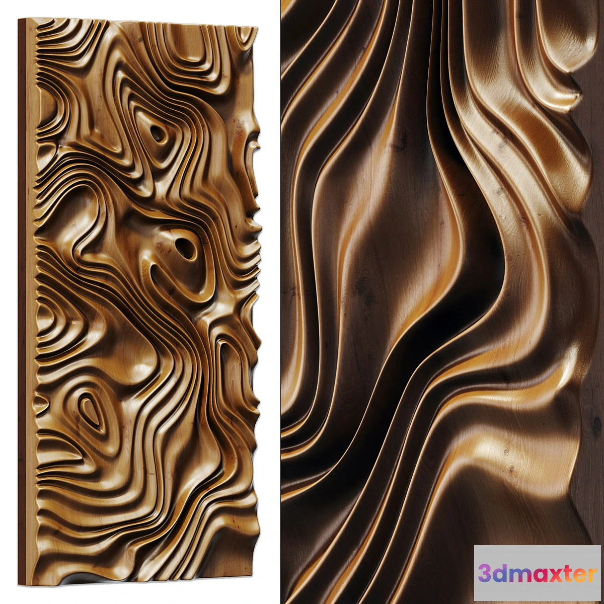 1430096 - Parametric liquid wood line panel n1 3D Max