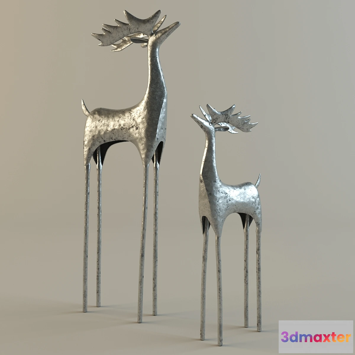 1436796 - Pottery Barn Hammered Metal Reindeer 3D Max