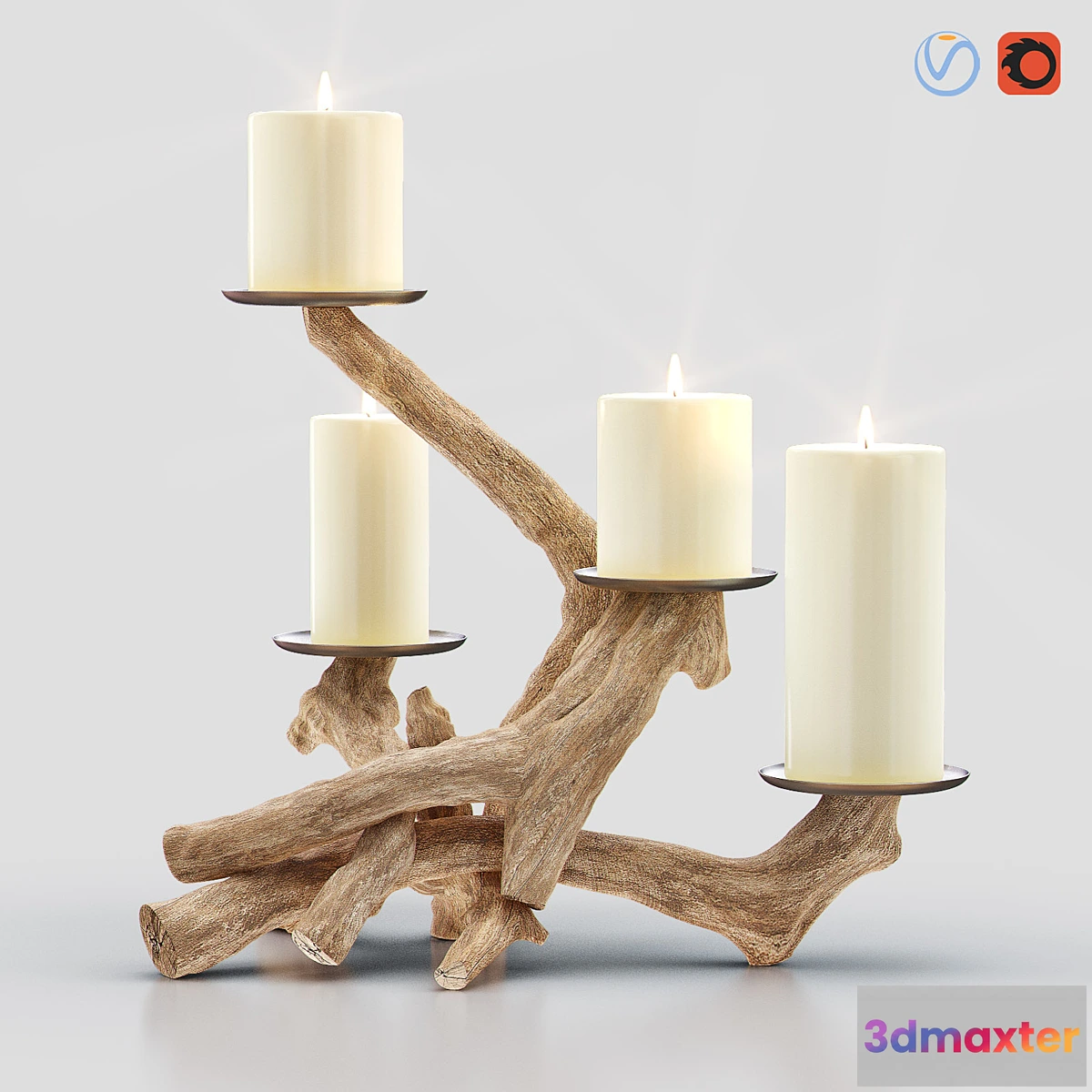 1443628 - HANDMADE Driftwood Pillar Holder 3D Max