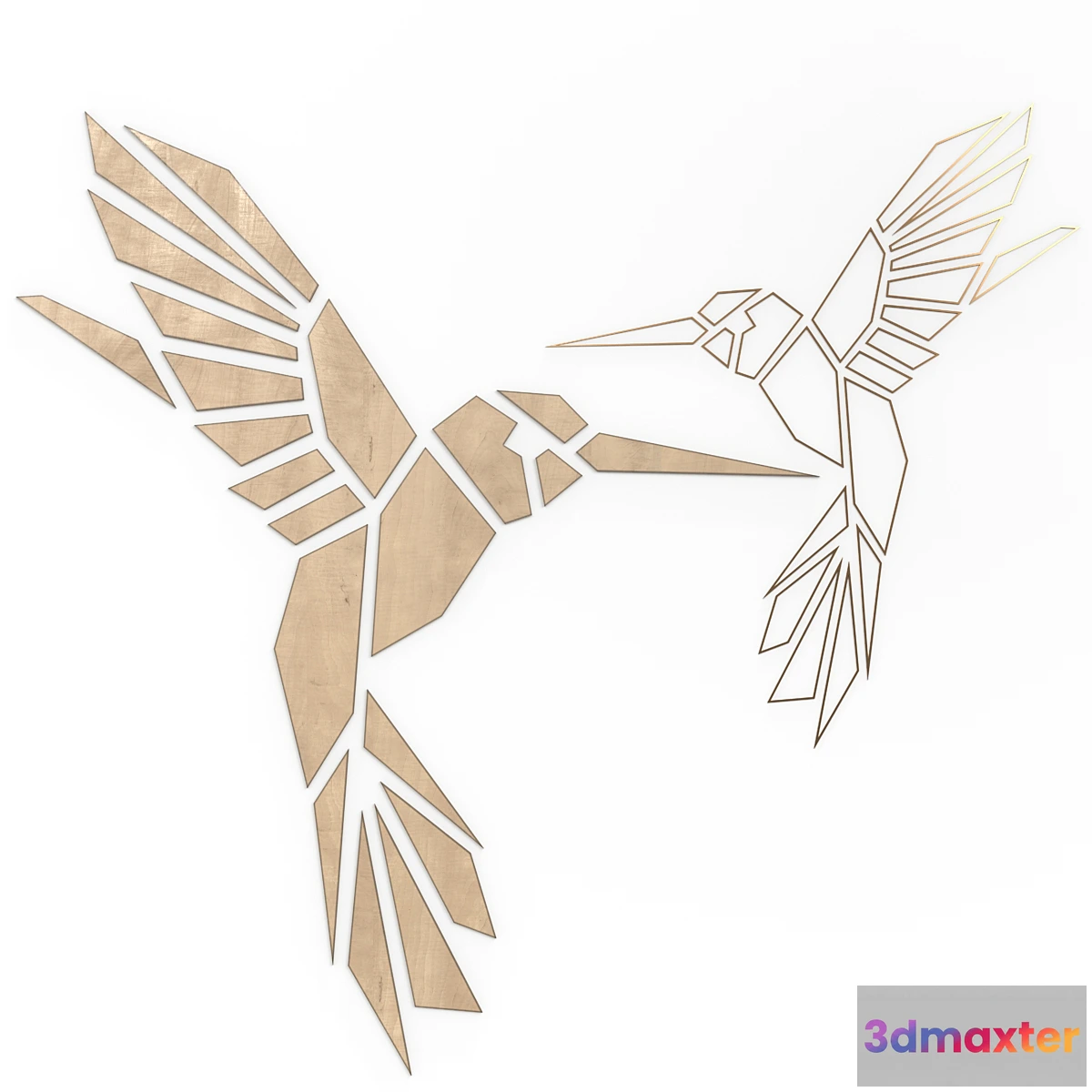 1456282 - Wall Art Geometric Hummingbird 3D Max