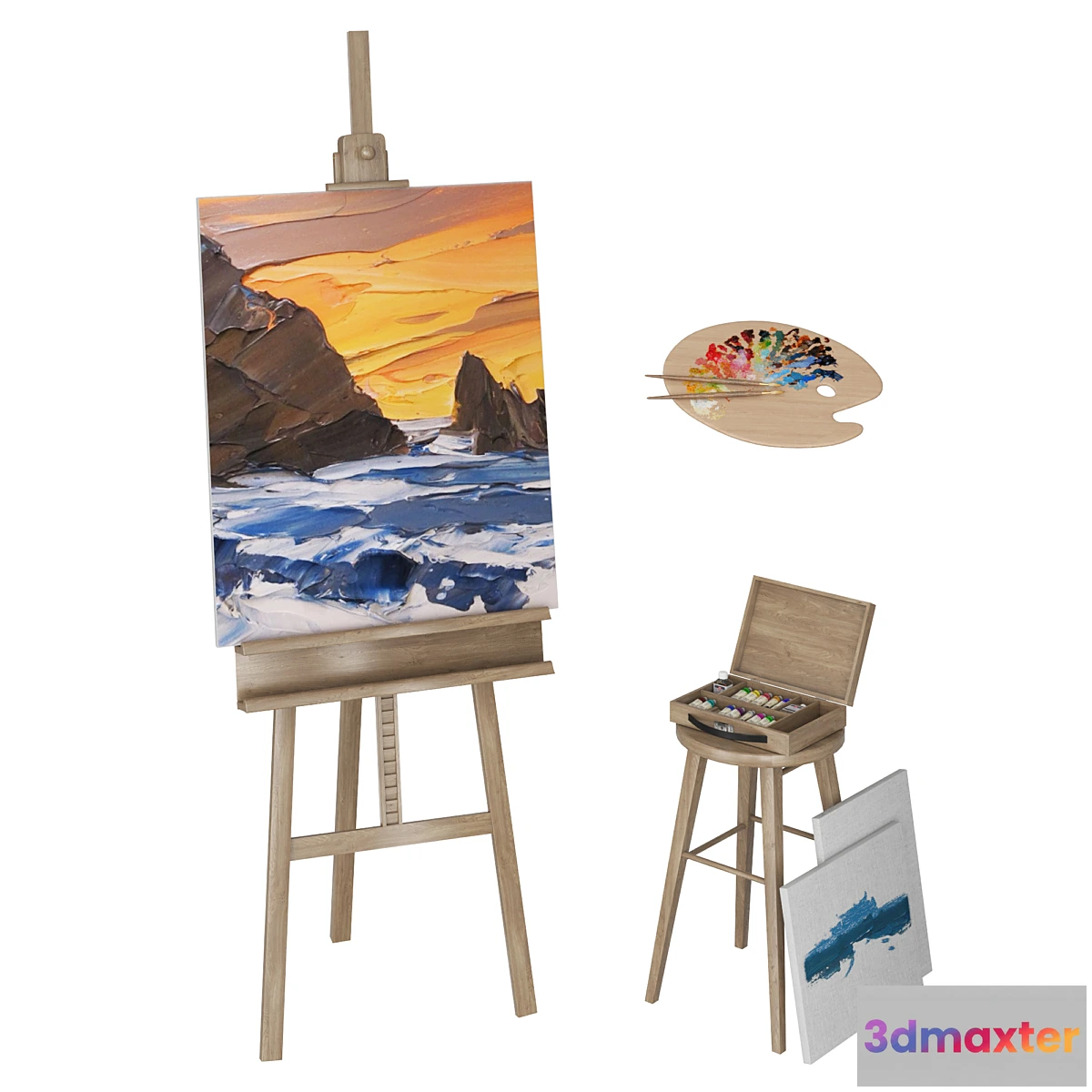 1458794 - Easel with Canvas 3D Max