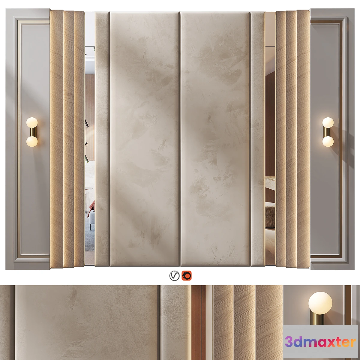 1477598 - Headboard Wall Panel Decor 111 3D Max