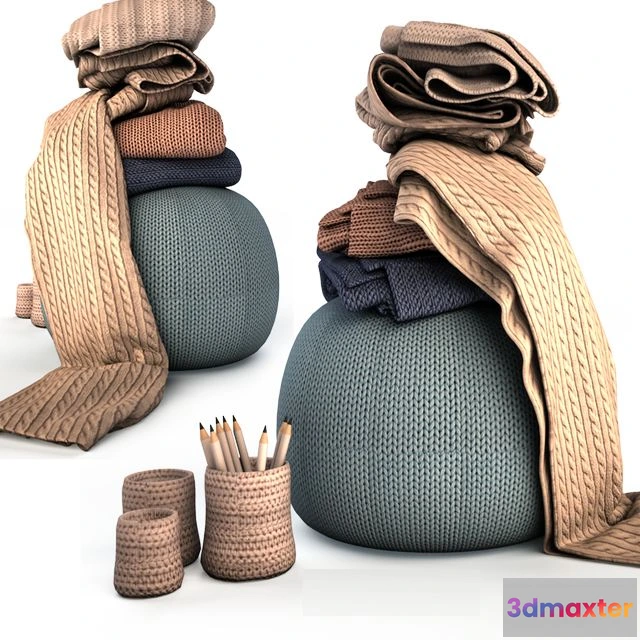1537792 - Knitted pouf + drapery 3D Max