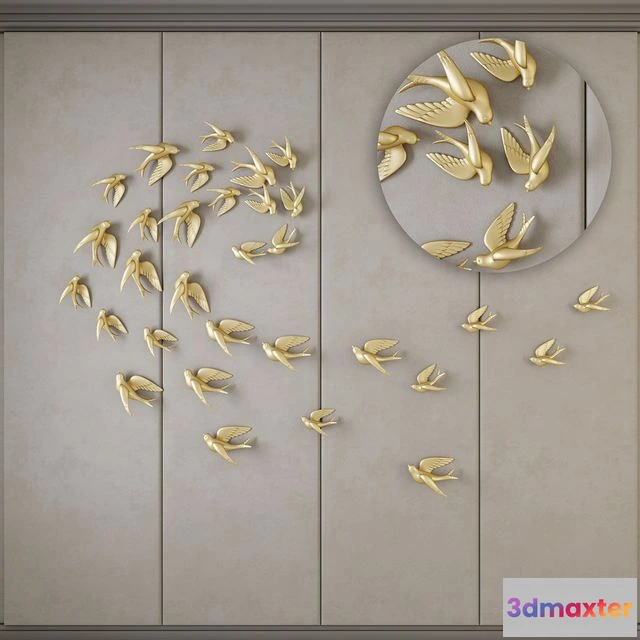 1542611 - Decorative panels with birds 3D Max