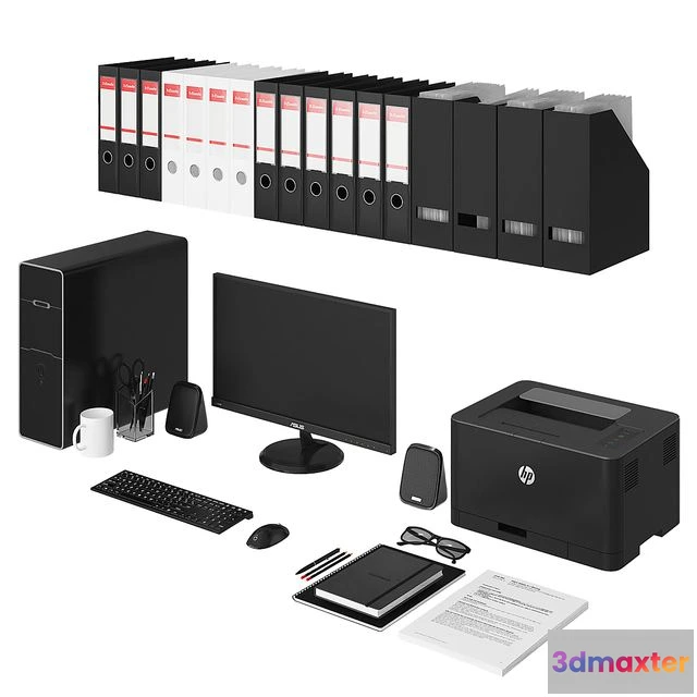 1544179 - Office black pc set 3D Max